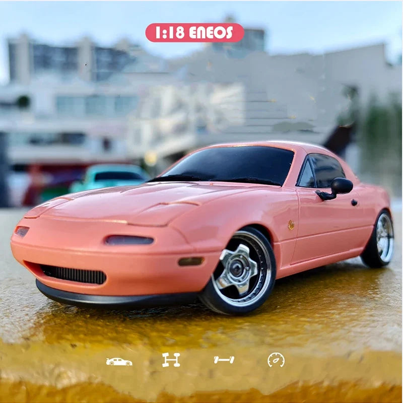 LDRC LD1804 RTR 1/18 Scale MX5 RC Drift Car Alloy Body RWD RTR 2.4Ghz Full Proportional Remote Control with Gyro ESP LED Lights