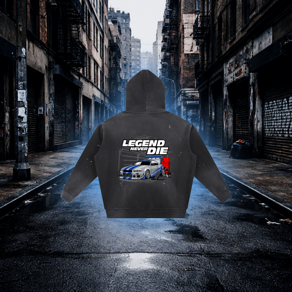 Legend Never Die Skyline Inspired Hoodie, Tribute Car Streetwear Hoodie