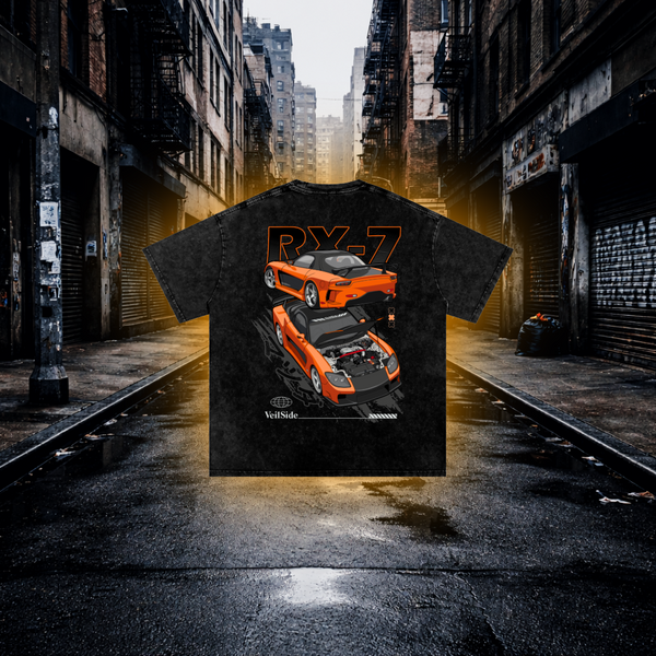 Han RX7 Streetwear T-Shirt – Orange Drift Icon Graphic Tee for Car & Movie Fans T-Shirt
