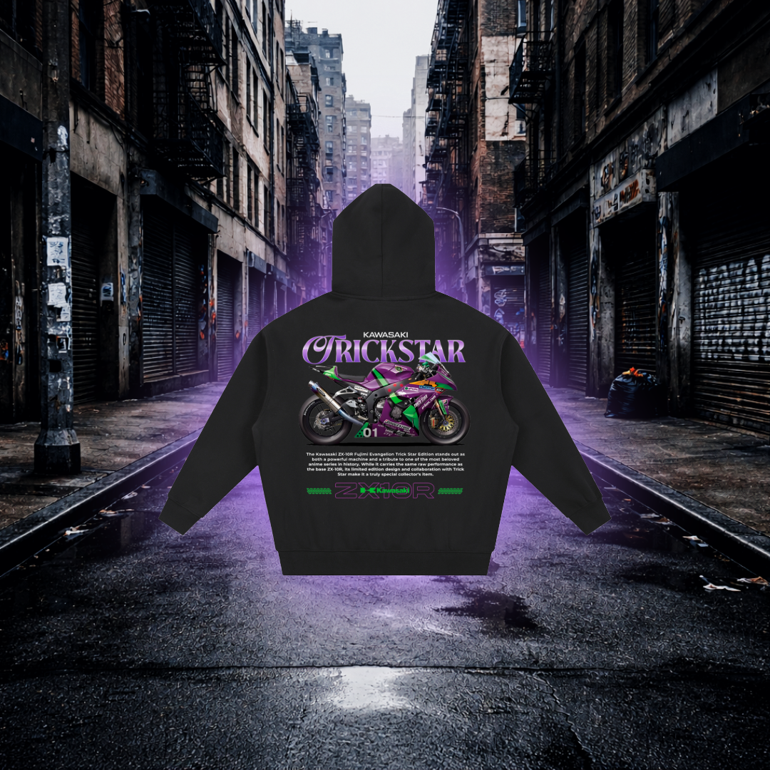 Trickstar Energy Oversized Zip Hoodie – Premium Race Sportbike Streetwear - RevQor Trickstar Energy Oversized Zip Hoodie – Premium Race Sportbike Streetwear Hoodie