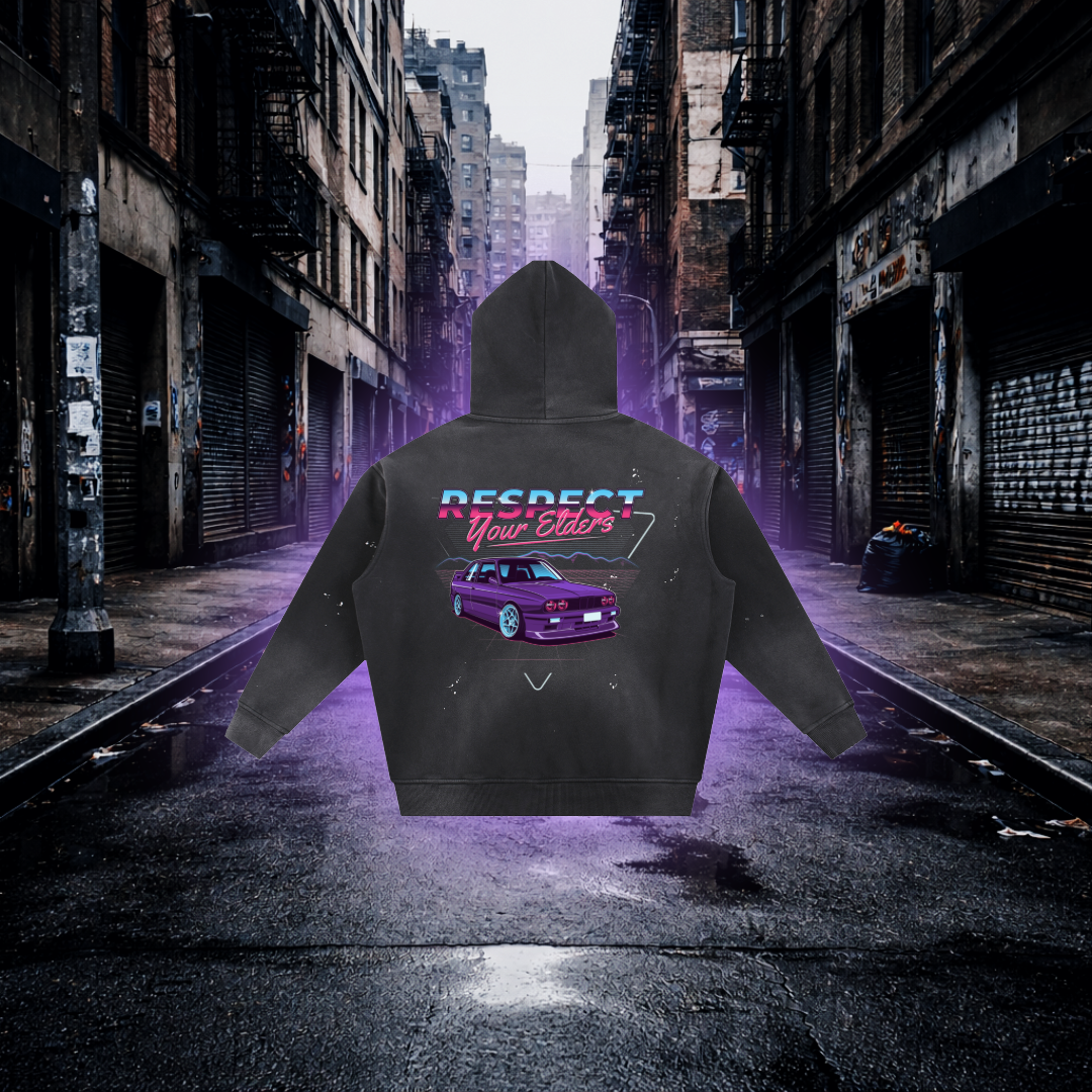Respect Your Elders Retro Car Oversized Hoodie – Classic Car Culture Streetwear Hoodie
