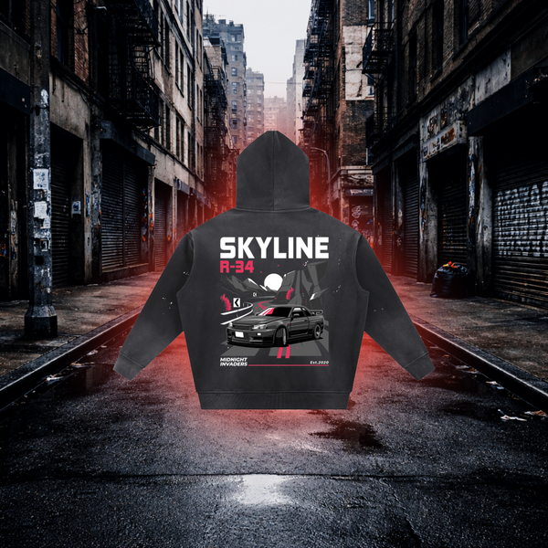 Skyline Midnight Invaders Oversized Hoodie – Street Racing Culture Hoodie
