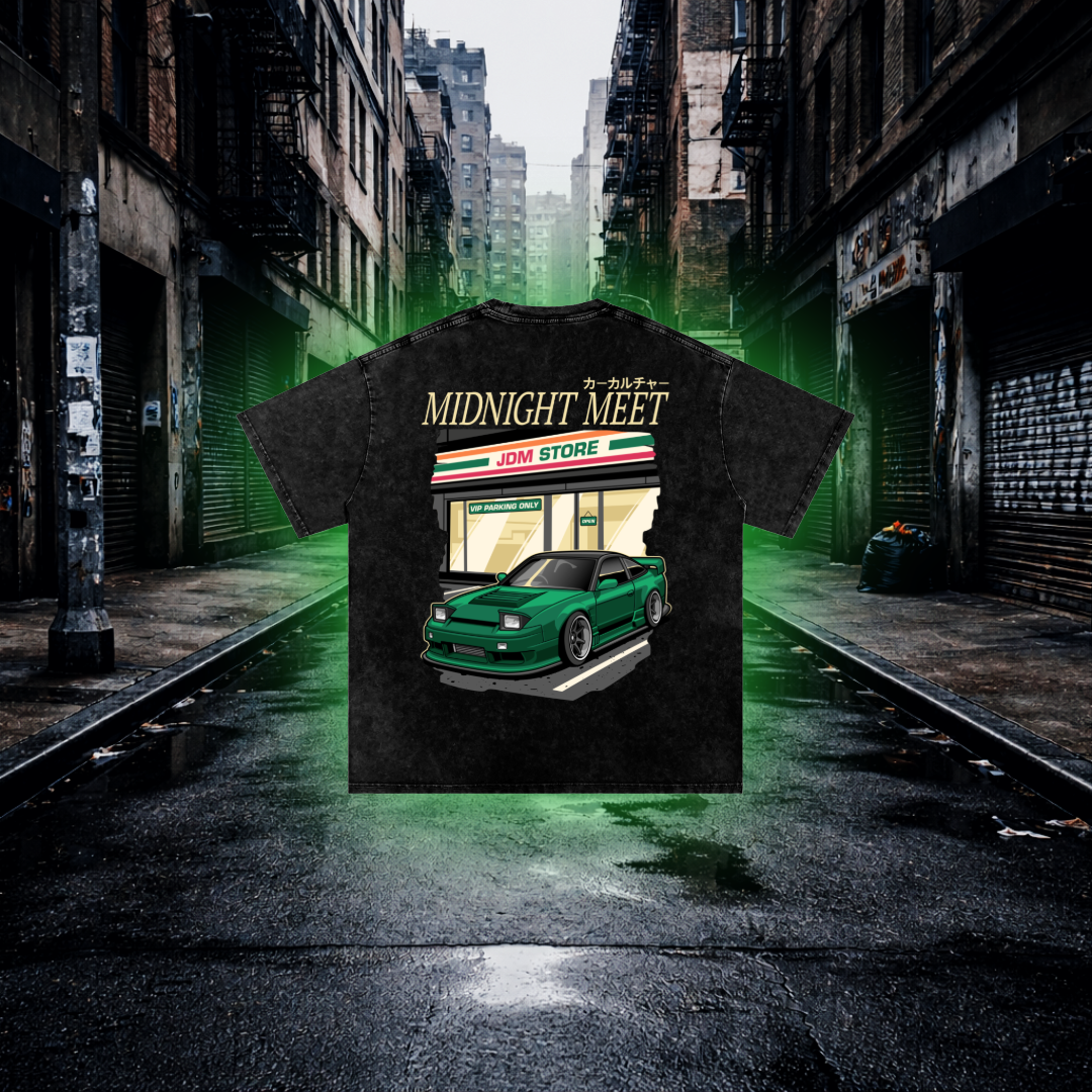 Midnight Meet  Oversized T-shirt – Retro Car Culture Tee T-Shirt