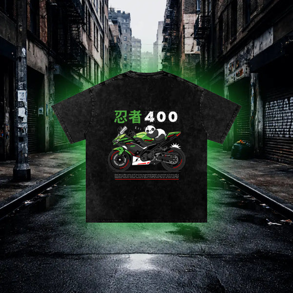 Ninja 400 Inspired Sport Bike Oversized T-Shirt – Premium Biker Streetwear Graphic Tee - RevQor