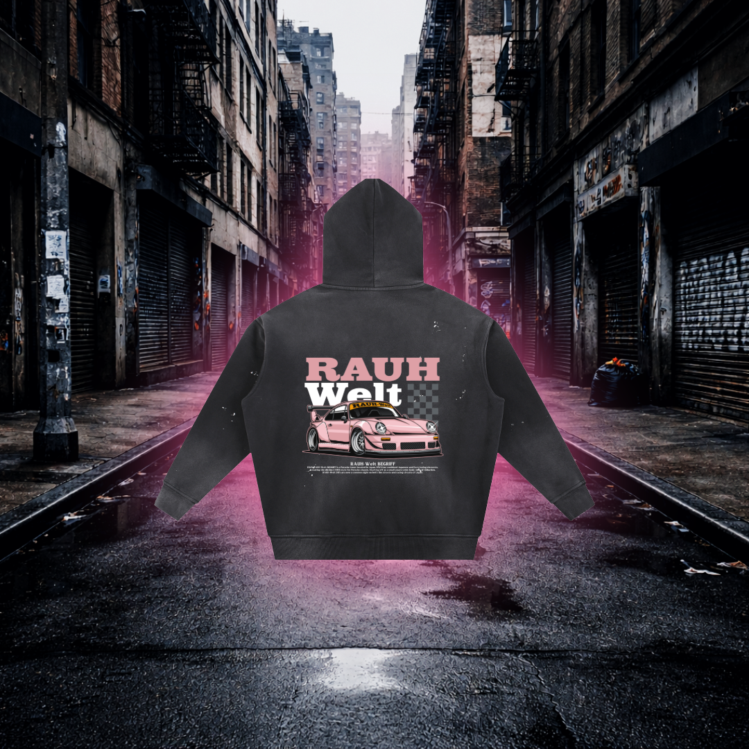 Pink Widebody Porsche Inspired Hoodie – Premium Automotive Streetwear Hoodie