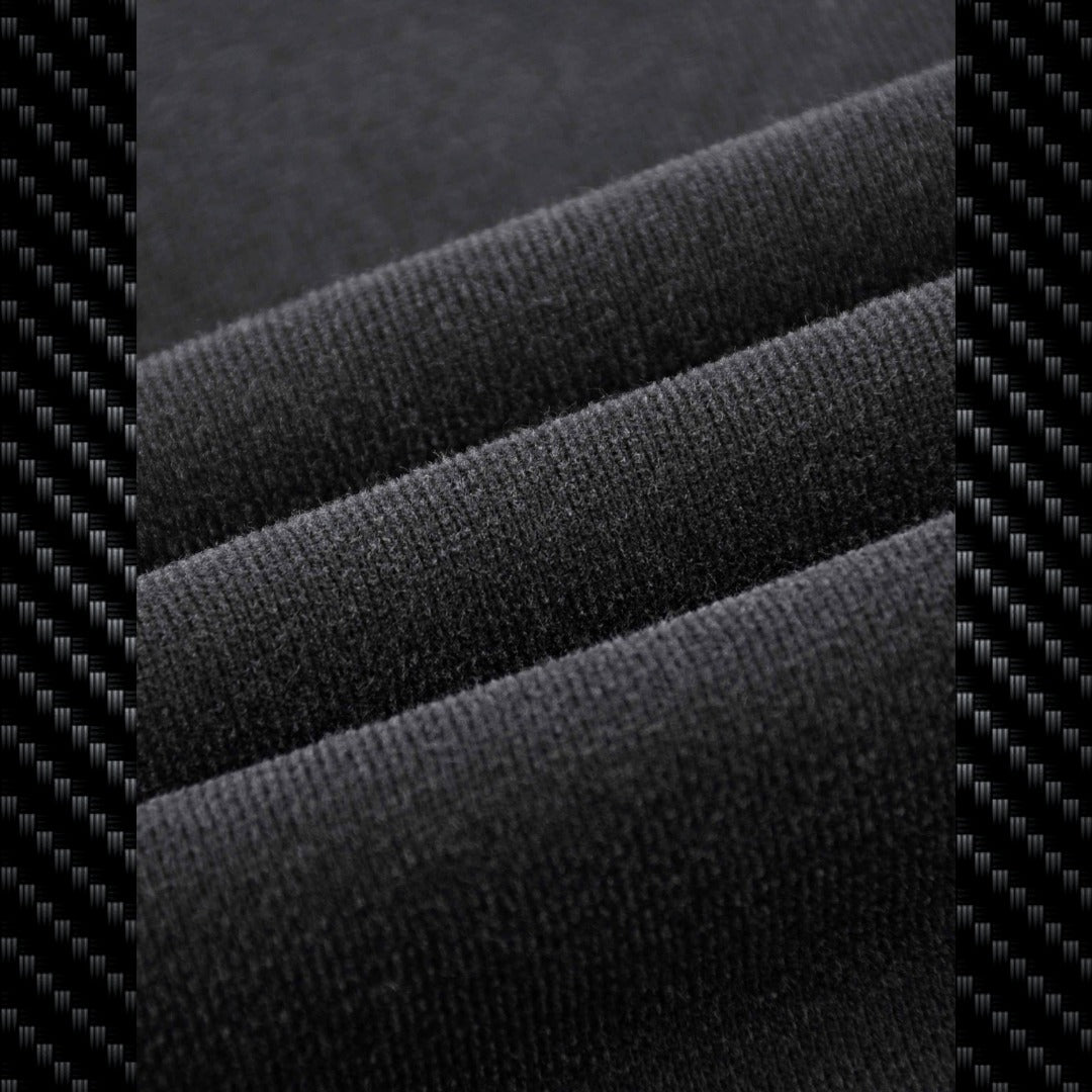 Close-up of a black textured hoodie with carbon fiber pattern Samurai Street Beast Oversized Hoodie – Power Drift Car Streetwear Hoodie