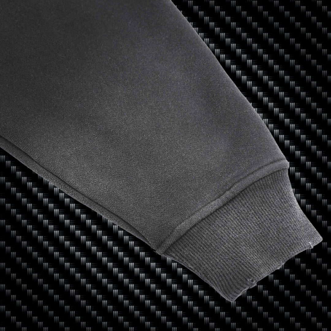 Dark gray Hoodie sleeve on a carbon fiber background Samurai Street Beast Oversized Hoodie – Power Drift Car Streetwear Hoodie