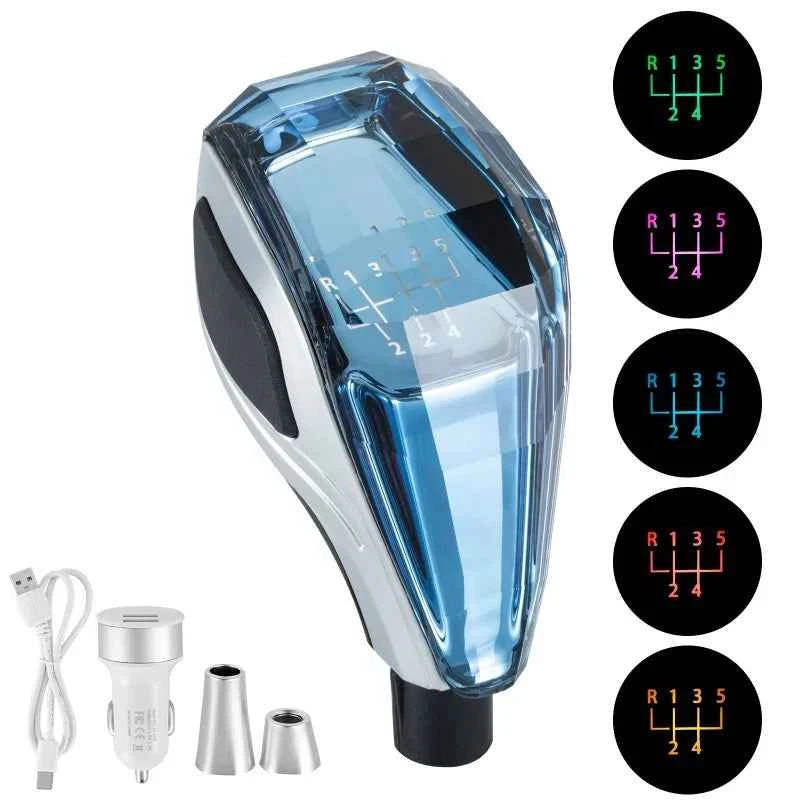 New Crystal Multicolor LED Light Car Gear Shift Knob Universal Modified Lever Handball for Toyota for Mazda for Mitsubishi Etc