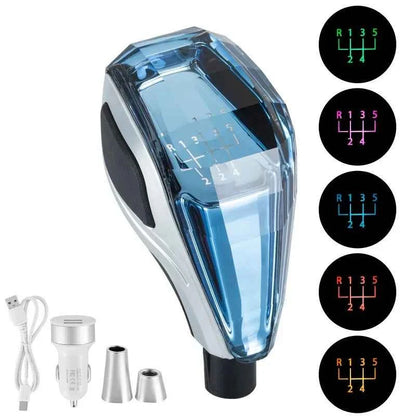 New Crystal Multicolor LED Light Car Gear Shift Knob Universal Modified Lever Handball for Toyota for Mazda for Mitsubishi Etc
