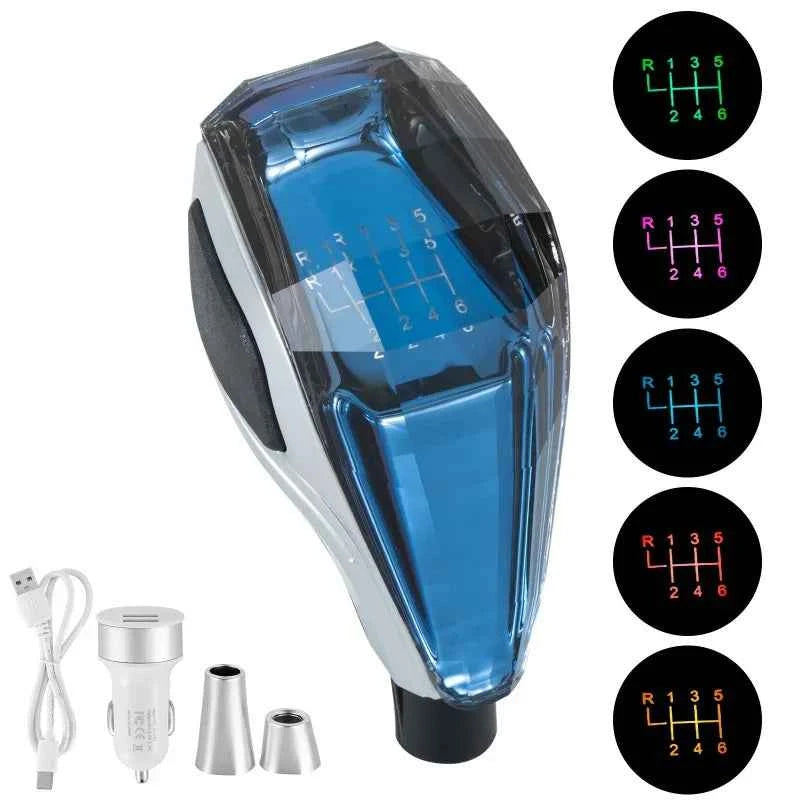 New Crystal Multicolor LED Light Car Gear Shift Knob Universal Modified Lever Handball for Toyota for Mazda for Mitsubishi Etc