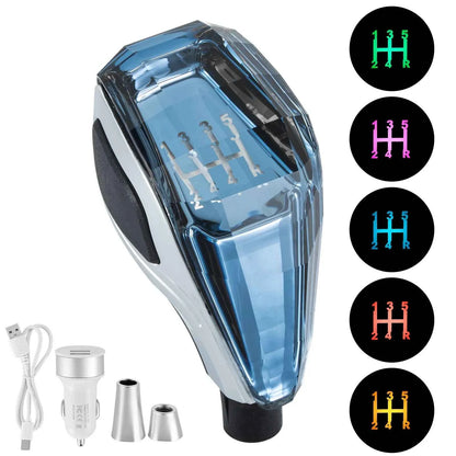 New Crystal Multicolor LED Light Car Gear Shift Knob Universal Modified Lever Handball for Toyota for Mazda for Mitsubishi Etc