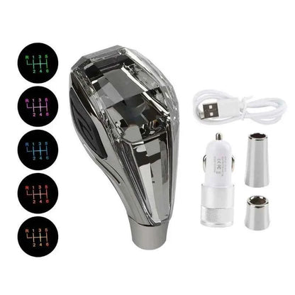 New Crystal Multicolor LED Light Car Gear Shift Knob Universal Modified Lever Handball for Toyota for Mazda for Mitsubishi Etc