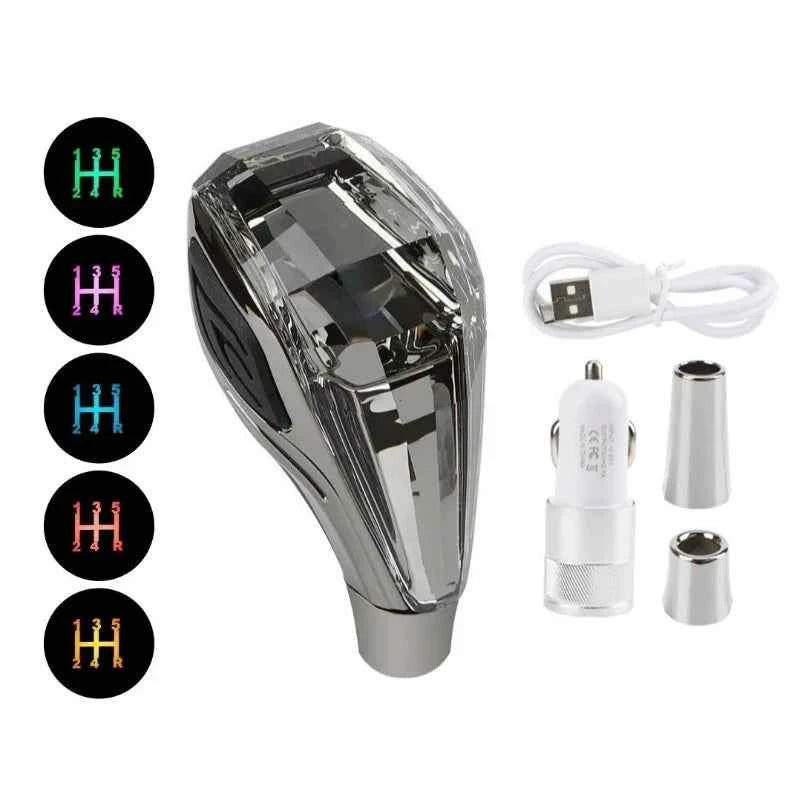 New Crystal Multicolor LED Light Car Gear Shift Knob Universal Modified Lever Handball for Toyota for Mazda for Mitsubishi Etc