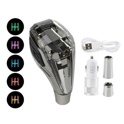New Crystal Multicolor LED Light Car Gear Shift Knob Universal Modified Lever Handball for Toyota for Mazda for Mitsubishi Etc