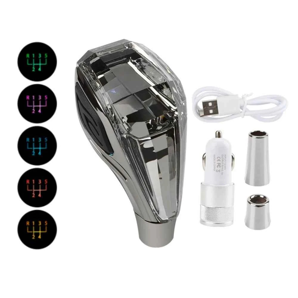 New Crystal Multicolor LED Light Car Gear Shift Knob Universal Modified Lever Handball for Toyota for Mazda for Mitsubishi Etc