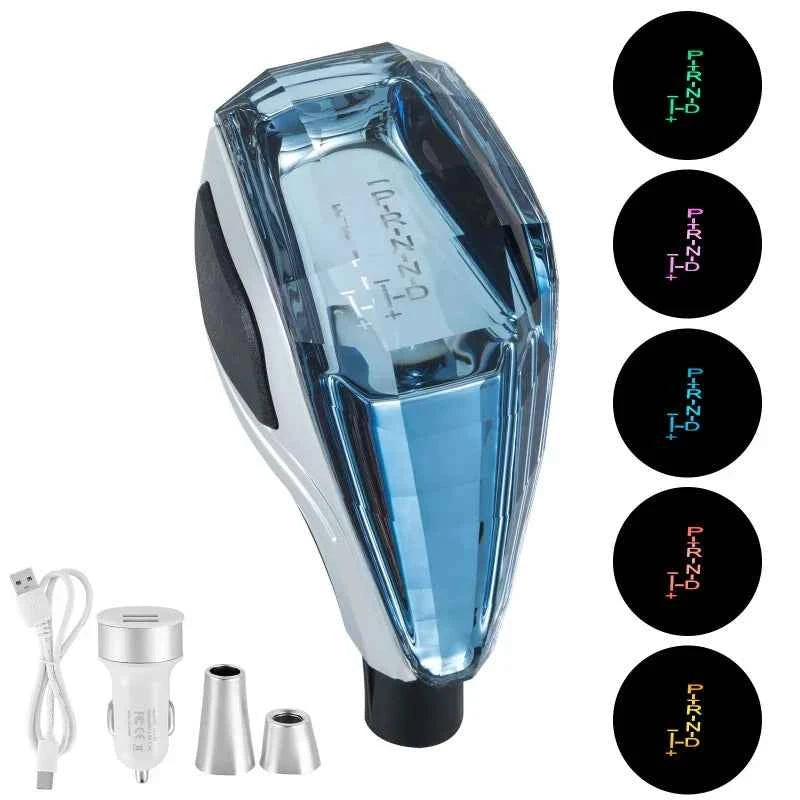 New Crystal Multicolor LED Light Car Gear Shift Knob Universal Modified Lever Handball for Toyota for Mazda for Mitsubishi Etc