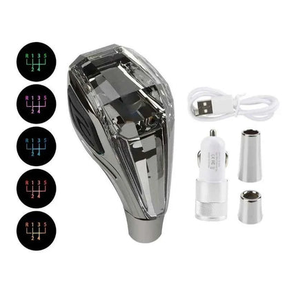 New Crystal Multicolor LED Light Car Gear Shift Knob Universal Modified Lever Handball for Toyota for Mazda for Mitsubishi Etc