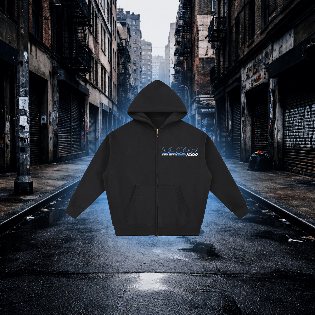 Born On The Circuit Oversized Zip Hoodie – Premium Sportbike Streetwear Hoodie - RevQor Born On The Circuit Oversized Zip Hoodie – Premium Sportbike Streetwear Hoodie Hoodie