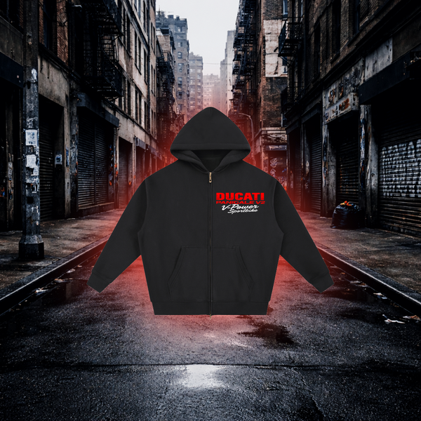 Red Dominance Oversized Zip Hoodie – Premium Sportbike Streetwear - RevQor Red Dominance Oversized Zip Hoodie – Premium Sportbike Streetwear Hoodie