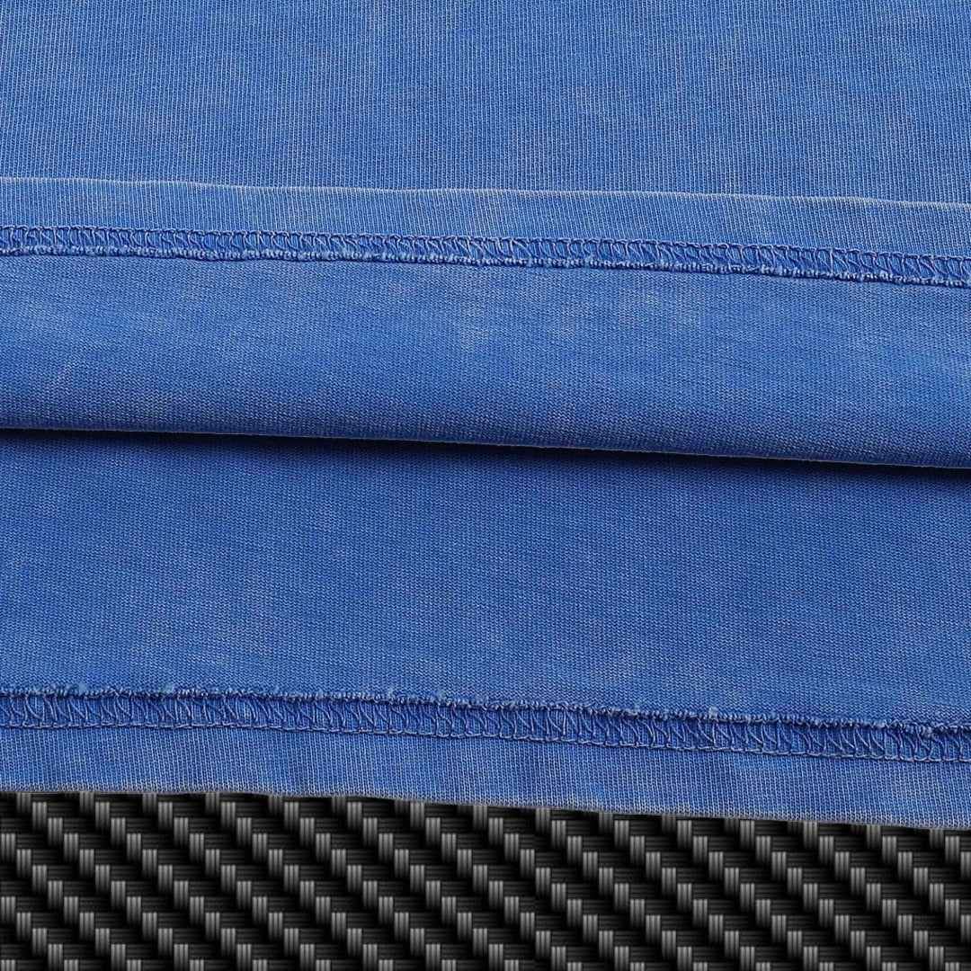 Premium T-Shirt Close-up of blue fabric with carbon fiber pattern underneath