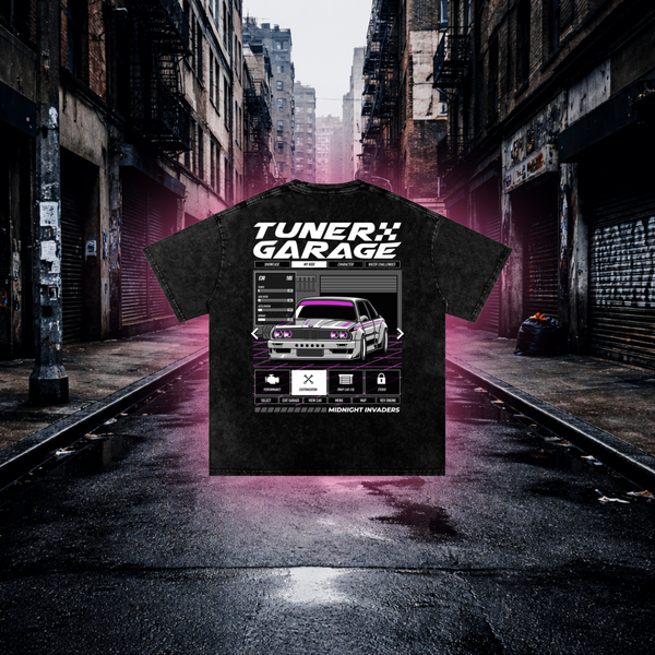 Tuner Garage Retro Car Oversized T-Shirt – Tuner Culture Tee - RevQor