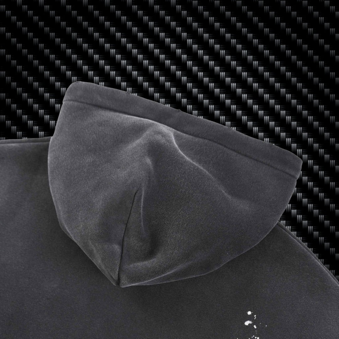 Dark gray fabric with a carbon fiber pattern in the background Samurai Street Beast Oversized Hoodie – Power Drift Car Streetwear Hoodie