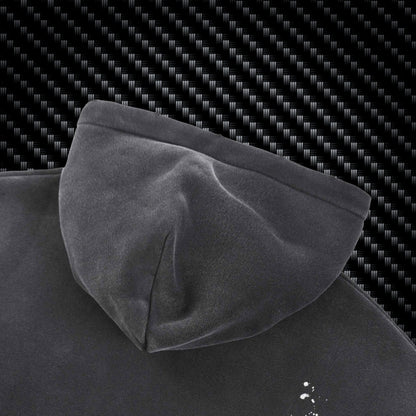 Dark gray fabric with a carbon fiber pattern in the background Samurai Street Beast Oversized Hoodie – Power Drift Car Streetwear Hoodie